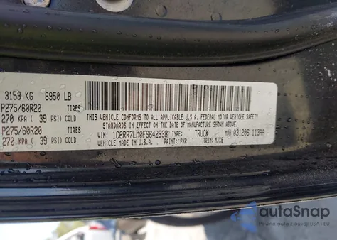 2015 Ram 1500 Big Horn из США, поврежденный, VIN 1C6RR7LM0FS642338